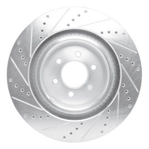 Dodge Viper Brake Rotor (1) - Front Right - R1 Concepts - Drilled & Slotted - Silver - `03-`17